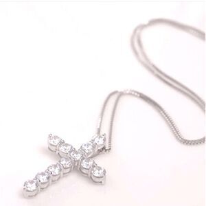 Glam Diamond Silver 925 Cross Necklace
